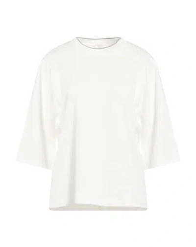 Peserico Woman T-shirt White Size 12 Cotton, Polyamide