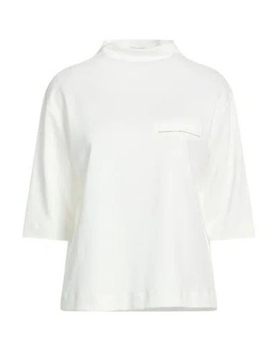 Peserico Woman T-shirt White Size 6 Cotton, Elastane