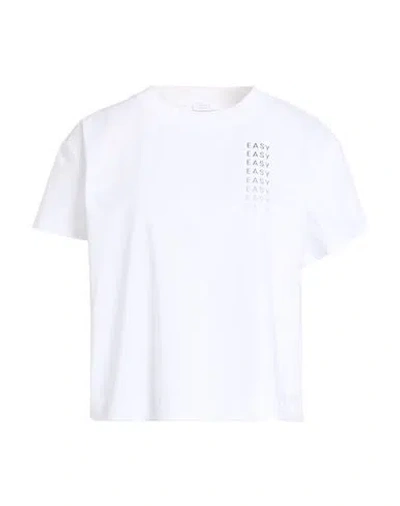 Peserico Woman T-shirt White Size 6 Cotton, Elastane