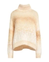 Peserico Woman Turtleneck Beige Size 6 Alpaca Wool, Polyamide, Virgin Wool, Mohair Wool