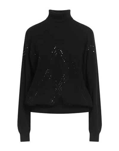 Peserico Woman Turtleneck Black Size 10 Virgin Wool, Silk, Cashmere