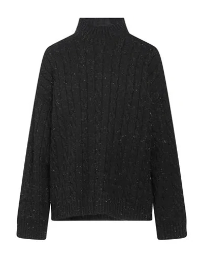 Peserico Woman Turtleneck Black Size 10 Virgin Wool, Silk, Viscose, Cashmere, Polyester In Black