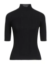 Peserico Woman Turtleneck Black Size 8 Virgin Wool In Black