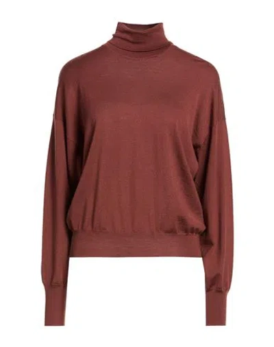Peserico Woman Turtleneck Brick Size 10 Virgin Wool In Brown