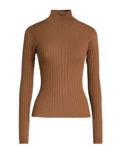 Peserico Woman Turtleneck Brown Size 6 Virgin Wool