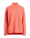 Peserico Woman Turtleneck Coral Size 14 Virgin Wool, Silk, Cashmere In Red