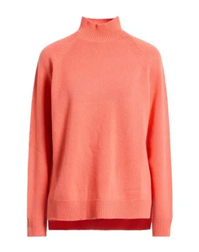 Peserico Woman Turtleneck Coral Size 14 Virgin Wool, Silk, Cashmere In Red