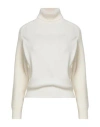 Peserico Woman Turtleneck Cream Size 10 Virgin Wool, Silk, Cashmere, Alpaca Wool, Merino Wool In Neutral
