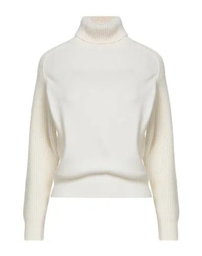 Peserico Woman Turtleneck Cream Size 10 Virgin Wool, Silk, Cashmere, Alpaca Wool, Merino Wool In Neutral