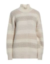 Peserico Woman Turtleneck Cream Size 12 Virgin Wool, Silk, Cashmere, Polyamide, Wool In White