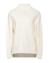 Peserico Woman Turtleneck Cream Size 12 Wool, Silk, Cashmere In White