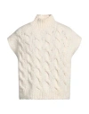 Peserico Woman Turtleneck Cream Size 14 Alpaca Wool, Polyamide, Virgin Wool In White
