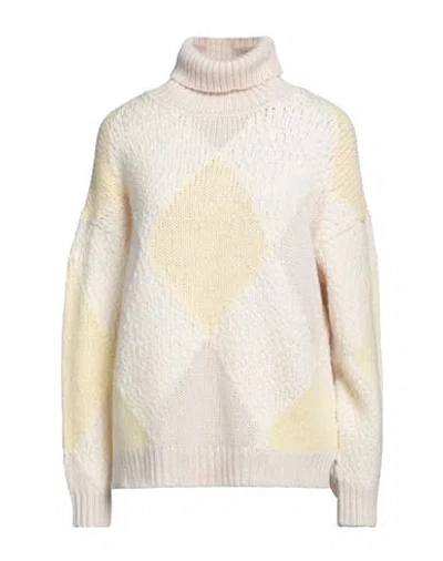 Peserico Woman Turtleneck Cream Size 8 Virgin Wool, Polyamide, Cashmere, Silk, Alpaca Wool In White