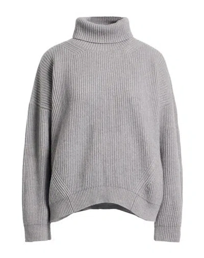 Peserico Woman Turtleneck Grey Size 16 Virgin Wool, Silk, Viscose, Cashmere, Polyester In Gray