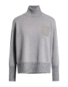 Peserico Woman Turtleneck Grey Size 8 Virgin Wool, Silk, Cashmere, Baby Alpaca Wool, Metallic Fiber In Gray