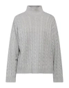 Peserico Woman Turtleneck Grey Size 8 Virgin Wool, Silk, Viscose, Cashmere, Polyester In Grey