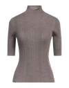 Peserico Woman Turtleneck Light Brown Size 8 Virgin Wool In Beige