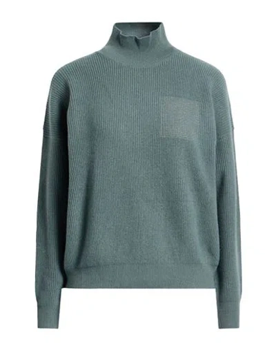 Peserico Woman Turtleneck Sage Green Size 14 Virgin Wool, Silk, Cashmere, Metallic Fiber In Gray