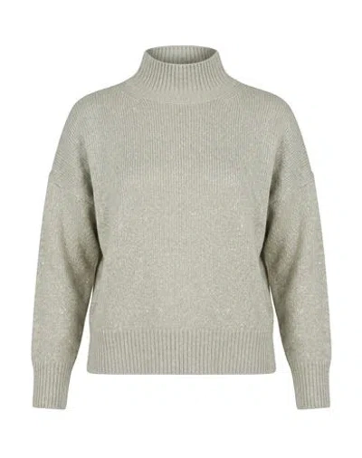 Peserico Woman Turtleneck Sage Green Size 6 Polyester In Gray