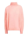 Peserico Woman Turtleneck Salmon Pink Size 6 Polyamide, Virgin Wool, Alpaca Wool, Polyester