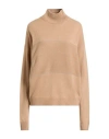 Peserico Woman Turtleneck Sand Size 10 Virgin Wool, Silk, Cashmere, Viscose In Nude