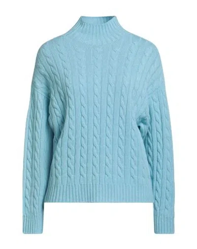 Peserico Woman Turtleneck Sky Blue Size 12 Virgin Wool, Silk, Cashmere In Green