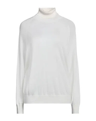 Peserico Woman Turtleneck White Size 6 Cashmere, Silk