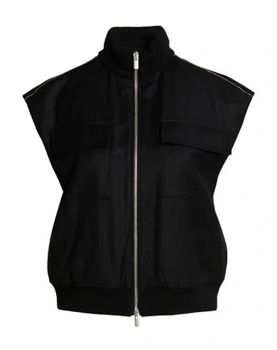 Peserico Woman Vest Black Size 4 Virgin Wool, Polyamide, Metallic Fiber