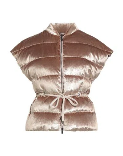 Peserico Woman Vest Gold Size 10 Polyester, Nylon, Cashmere, Silk, Merino Wool In Multi