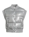 Peserico Woman Vest Grey Size 6 Nylon, Polyester, Viscose, Merino Wool, Cashmere In Gray
