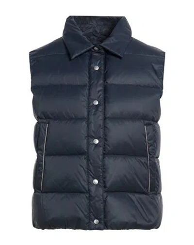Peserico Woman Vest Navy Size 12 Nylon In Blue
