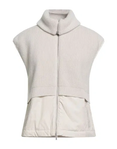 Peserico Woman Vest Off White Size 8 Cotton, Polyamide, Merino Wool, Cashmere, Metal