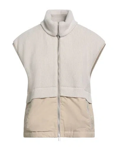 Peserico Woman Vest Sand Size 6 Nylon, Cotton, Polyamide, Merino Wool, Cashmere In Neutral