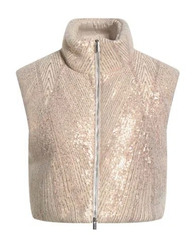 Peserico Woman Vest Sand Size 6 Nylon, Polyester, Elastane, Viscose In Neutral