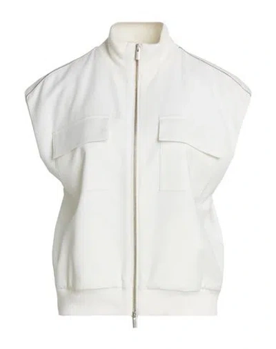 Peserico Woman Vest White Size 6 Virgin Wool, Polyamide, Metallic Fiber