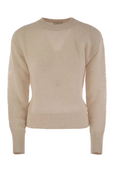 Peserico Women's Alpaca Crew-neck Tricot Sweater In Beige