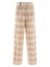 Peserico Wool Trousers With Front Pleats And Checked Pattern In Beige