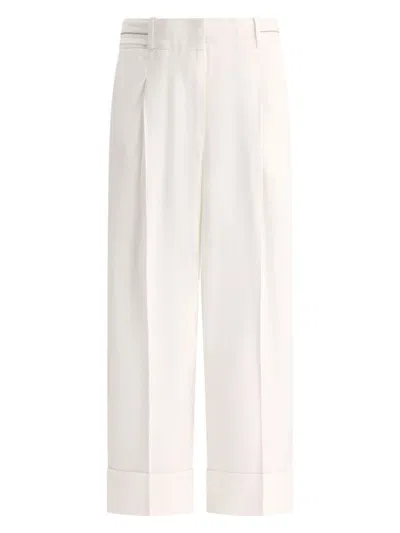 Peserico Women's Cuffed Trousers In White