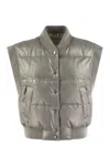 Peserico Down Cropped Vest In Gray