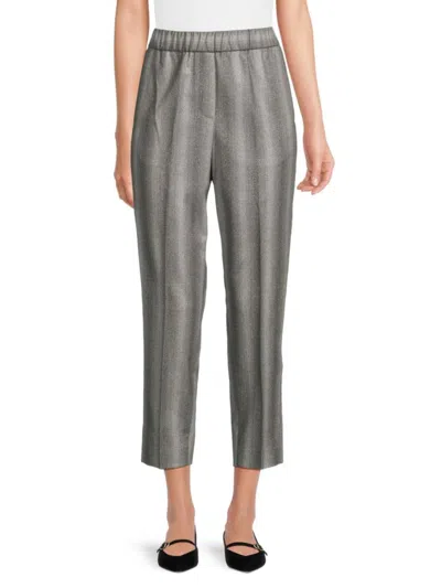 Peserico Women's Elastic-waist Wool-blend Pants In Gray