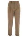 Peserico Women Garment Dyed Stretch Cotton Gabardine Trousers In Brown