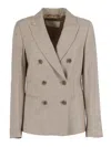 Peserico Double-breasted Blazer Blazers Beige In Gray