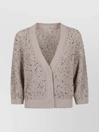 PESERICO WOMEN'S KNITWEAR SEQUIN V-NECK