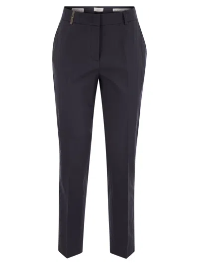 Peserico Women Light Cotton Satin Cigarette Trousers In Black