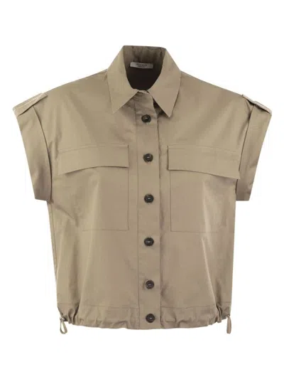 PESERICO WOMEN'S LIGHT COTTON SATIN 'SAIL HAND' SHIRT WITH DRAWSTRING