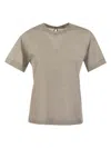 Peserico Lightweight Striped Jersey T-shirt And Punto Luce In White,brown