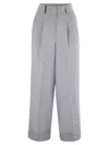 Peserico Linen Trousers With Striped Pattern In Gray
