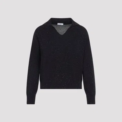 Peserico Fine-knit Lurex Polo Jumper In Black