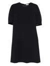 Peserico Puff-sleeve Midi Dress In Black