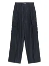 Peserico Wide-leg Relaxed-fit Pants With Cargo Pockets In Black